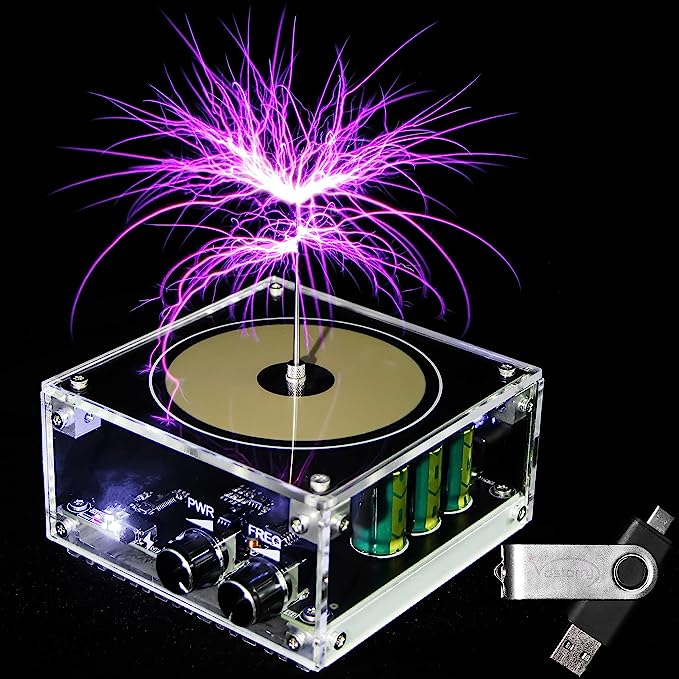 10 Cm Solid State Music Tesla Coil Artificial Lightning Desktop Toy For unisex-adult Electric Power Wireless Transmission Model Science Experiment Tool