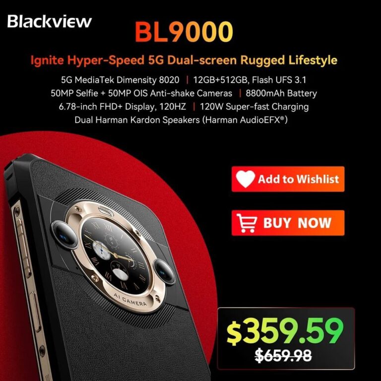 Blackview BL9000 5G Rugged Smartphone 6.78" 2.4K Screen 12+12GB 512GB Mobile Phone 50MP 8800mAh With 120W Charger Dual Display