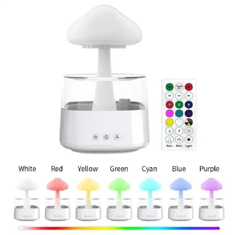 Cloud And Raindrop Humidifier Colorful Mushroom Rain Forest Aromatherapy Machine Household Rain Cloud Landscape LED Table Lamp