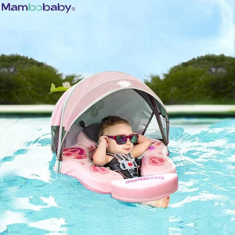 Mambobaby Float with Canopy Newest 3Months to 48Months Upright Standing Stroke 3rd Swim Mode Non Inflatable Smart Swim Trainer Solid Baby Swim Pool Float Mambo Baby Float Infant Toddler Swimming Ring